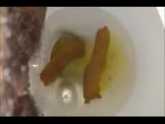 Nasty brown poop got caught coming out of a hairy ass